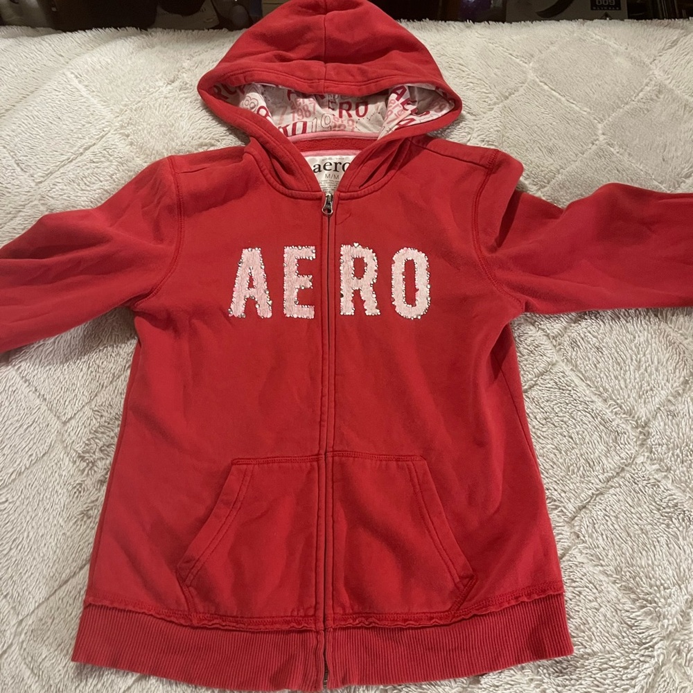 Red Aeropostale Y2K Full Zip Hoodie